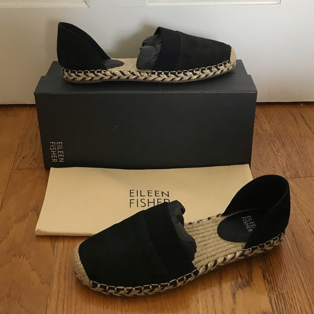 Eileen Fisher Women's Lady Black/Black/White Wrap Nubuck Sandals 8.5 NWT box